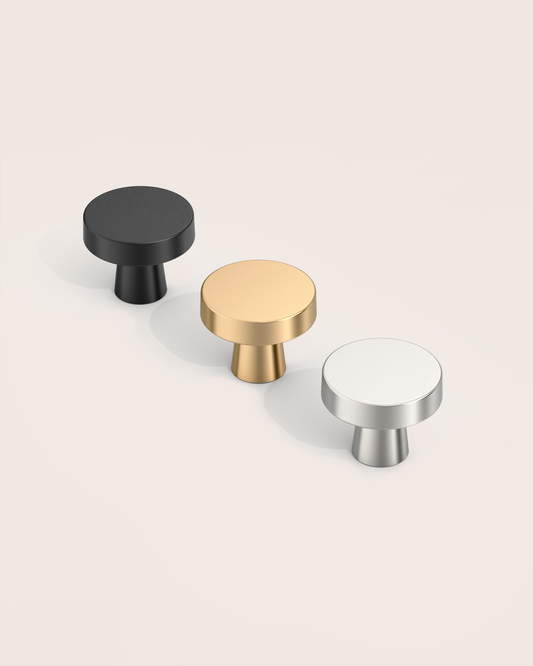 DESIGN1452 Matte Black Cabinet Knobs – Single Hole Drawer Pulls for Kitchen Cabinets