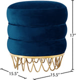 Revolve Plush Black Velvet Ottoman with Gold Stainless Steel Base - Stylish Contemporary Accent Piece