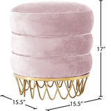 Revolve Plush Black Velvet Ottoman with Gold Stainless Steel Base - Stylish Contemporary Accent Piece