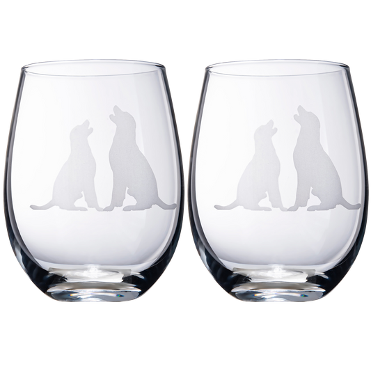 Set of 2 Labrador Dog Stemless Wine Glasses