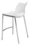 Ace Counter Stool (Set of 2) White & Silver