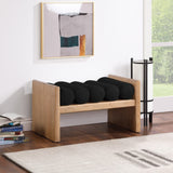 Waverly Contemporary Bench with Solid Wood Frame and Stylish Cushion Rolls for Modern Living Spaces