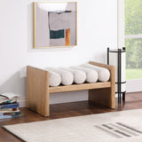 Waverly Contemporary Bench with Solid Wood Frame and Stylish Cushion Rolls for Modern Living Spaces