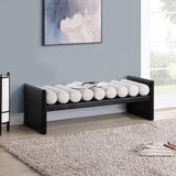 Waverly Contemporary Bench with Solid Wood Frame and Stylish Cushion Rolls for Modern Living Spaces