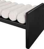 Waverly Contemporary Bench with Solid Wood Frame and Stylish Cushion Rolls for Modern Living Spaces
