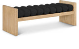 Waverly Contemporary Bench with Solid Wood Frame and Stylish Cushion Rolls for Modern Living Spaces