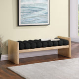 Waverly Contemporary Bench with Solid Wood Frame and Stylish Cushion Rolls for Modern Living Spaces