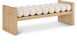 Waverly Contemporary Bench with Solid Wood Frame and Stylish Cushion Rolls for Modern Living Spaces