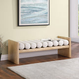 Waverly Contemporary Bench with Solid Wood Frame and Stylish Cushion Rolls for Modern Living Spaces