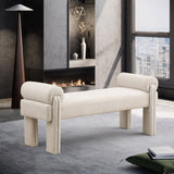 Stefano Bench - Chic Art Deco Polyester Fabric Bench for Cozy Entryway or Bedroom Seating Solution
