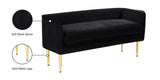 Audrey Contemporary Velvet Bench with Golden Legs – Stylish Seating for Modern Homes and Spaces