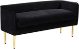 Audrey Contemporary Velvet Bench with Golden Legs – Stylish Seating for Modern Homes and Spaces