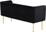 Audrey Contemporary Velvet Bench with Golden Legs – Stylish Seating for Modern Homes and Spaces