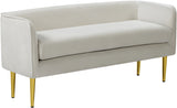 Audrey Contemporary Velvet Bench with Golden Legs – Stylish Seating for Modern Homes and Spaces
