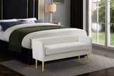Audrey Contemporary Velvet Bench with Golden Legs – Stylish Seating for Modern Homes and Spaces