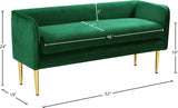 Audrey Contemporary Velvet Bench with Golden Legs – Stylish Seating for Modern Homes and Spaces