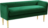 Audrey Contemporary Velvet Bench with Golden Legs – Stylish Seating for Modern Homes and Spaces