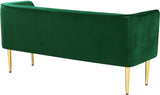 Audrey Contemporary Velvet Bench with Golden Legs – Stylish Seating for Modern Homes and Spaces