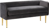 Audrey Contemporary Velvet Bench with Golden Legs – Stylish Seating for Modern Homes and Spaces