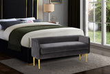 Audrey Contemporary Velvet Bench with Golden Legs – Stylish Seating for Modern Homes and Spaces