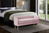 Audrey Contemporary Velvet Bench with Golden Legs – Stylish Seating for Modern Homes and Spaces