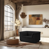 Cascade Chair - Modern Boucle Fabric Seating with Curved Arms and Deep Channel Tufting for Comfort