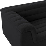 Cascade Boucle Fabric Sofa - Modern Elegance with Curved Arms and Deep Channel Tufting for Comfort