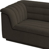 Cascade Chair - Modern Boucle Fabric Seating with Curved Arms and Deep Channel Tufting for Comfort