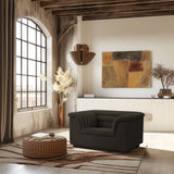 Cascade Chair - Modern Boucle Fabric Seating with Curved Arms and Deep Channel Tufting for Comfort