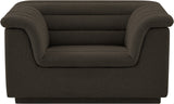Cascade Chair - Modern Boucle Fabric Seating with Curved Arms and Deep Channel Tufting for Comfort