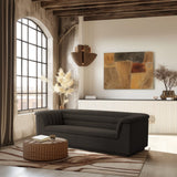Cascade Boucle Fabric Sofa - Modern Elegance with Curved Arms and Deep Channel Tufting for Comfort