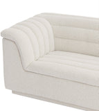 Cascade Chair - Modern Boucle Fabric Seating with Curved Arms and Deep Channel Tufting for Comfort