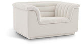 Cascade Chair - Modern Boucle Fabric Seating with Curved Arms and Deep Channel Tufting for Comfort