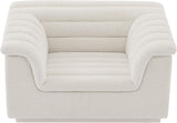Cascade Chair - Modern Boucle Fabric Seating with Curved Arms and Deep Channel Tufting for Comfort