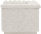 Cascade Chair - Modern Boucle Fabric Seating with Curved Arms and Deep Channel Tufting for Comfort