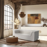 Cascade Loveseat - Modern Curved Arm Design with Deep Channel Tufting for Ultimate Comfort and Style