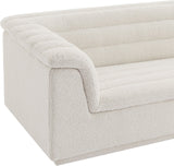 Cascade Boucle Fabric Sofa - Modern Elegance with Curved Arms and Deep Channel Tufting for Comfort