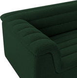 Cascade Chair - Modern Boucle Fabric Seating with Curved Arms and Deep Channel Tufting for Comfort