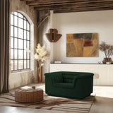 Cascade Chair - Modern Boucle Fabric Seating with Curved Arms and Deep Channel Tufting for Comfort