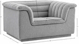 Cascade Chair - Modern Boucle Fabric Seating with Curved Arms and Deep Channel Tufting for Comfort