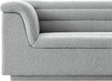 Cascade Chair - Modern Boucle Fabric Seating with Curved Arms and Deep Channel Tufting for Comfort