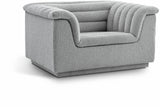 Cascade Chair - Modern Boucle Fabric Seating with Curved Arms and Deep Channel Tufting for Comfort