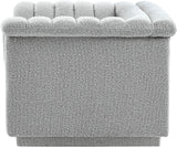 Cascade Chair - Modern Boucle Fabric Seating with Curved Arms and Deep Channel Tufting for Comfort
