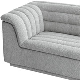 Cascade Boucle Fabric Sofa - Modern Elegance with Curved Arms and Deep Channel Tufting for Comfort