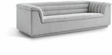 Cascade Boucle Fabric Sofa - Modern Elegance with Curved Arms and Deep Channel Tufting for Comfort