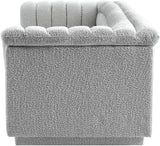 Cascade Boucle Fabric Sofa - Modern Elegance with Curved Arms and Deep Channel Tufting for Comfort
