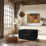 Cascade Chair - Modern Boucle Fabric Seating with Curved Arms and Deep Channel Tufting for Comfort