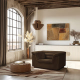 Cascade Chair - Modern Boucle Fabric Seating with Curved Arms and Deep Channel Tufting for Comfort