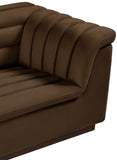Cascade Chair - Modern Boucle Fabric Seating with Curved Arms and Deep Channel Tufting for Comfort
