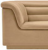 Cascade Chair - Modern Boucle Fabric Seating with Curved Arms and Deep Channel Tufting for Comfort
